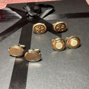 7 for $20 Mid Century Cuff Links Gold tone